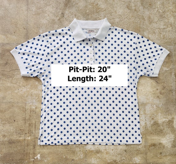 Vintage 70s Blue Polka Dot Polo Tee - image 2