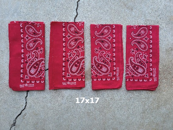 Vintage 60s Set of 4 Colorfast Red Deadstock Band… - image 2