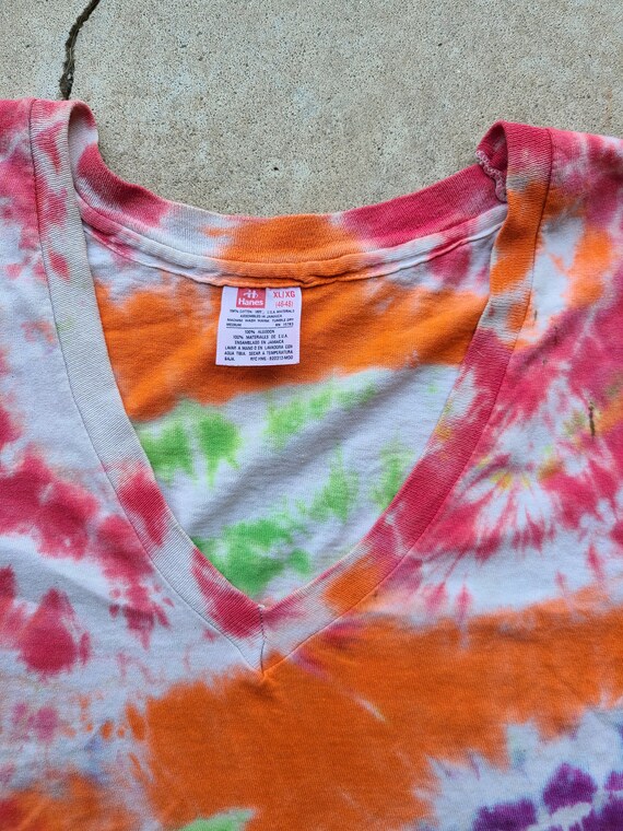 Vintage 90's, Tie Dye, V-Neck, Top, Tee - image 4