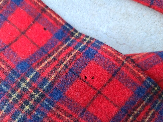 Vintage 70's, Red, Blue, Plaid, Pendleton, Scarf - image 5