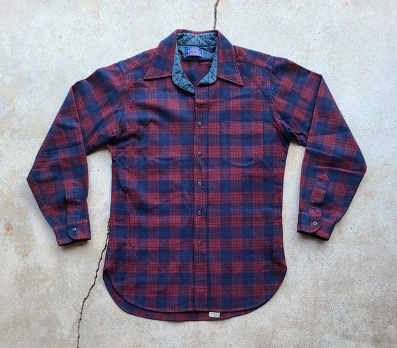 Vintage 70s/80s Pendleton Wool Plaid Button Down … - image 1