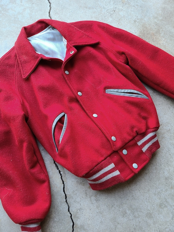 Vintage 60's Red Varsity, Letterman Jacket, Coat - image 3