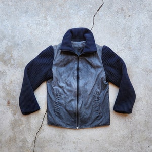Vintage 80s, Black Leather Sweater Jacket
