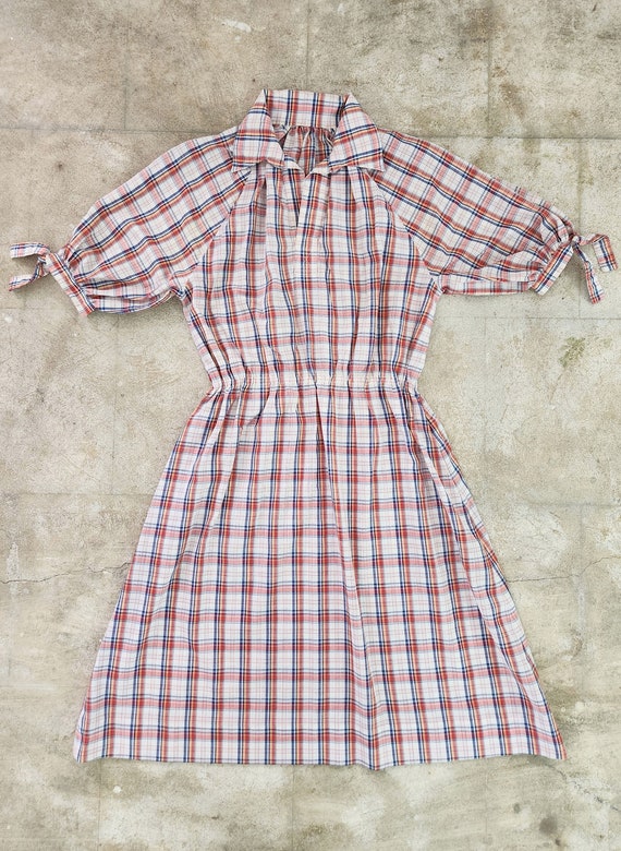 Vintage 70s Red Plaid Shirtdress With Pockets - image 3