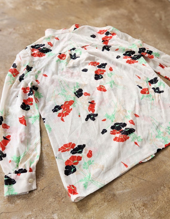 Vintage 70s Floral Polyester Blouse - image 6