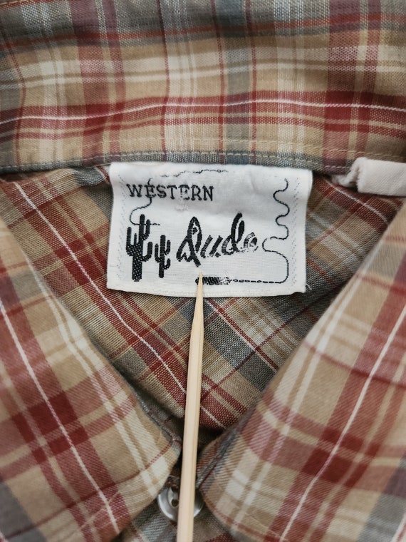 Vintage 70s Plaid Pearl Snap Button-Down - image 5