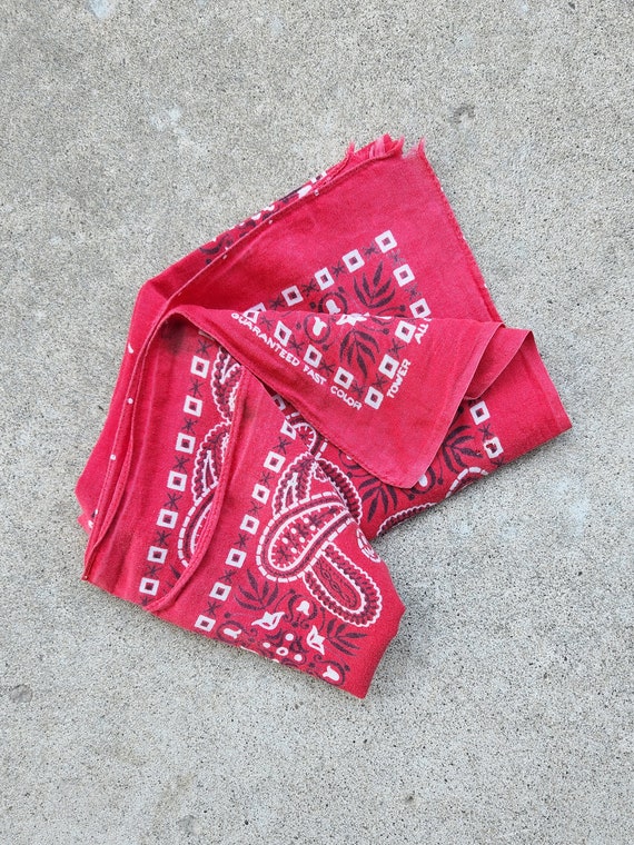 Vintage 60s, Red, Tower, Made In USA, Bandana