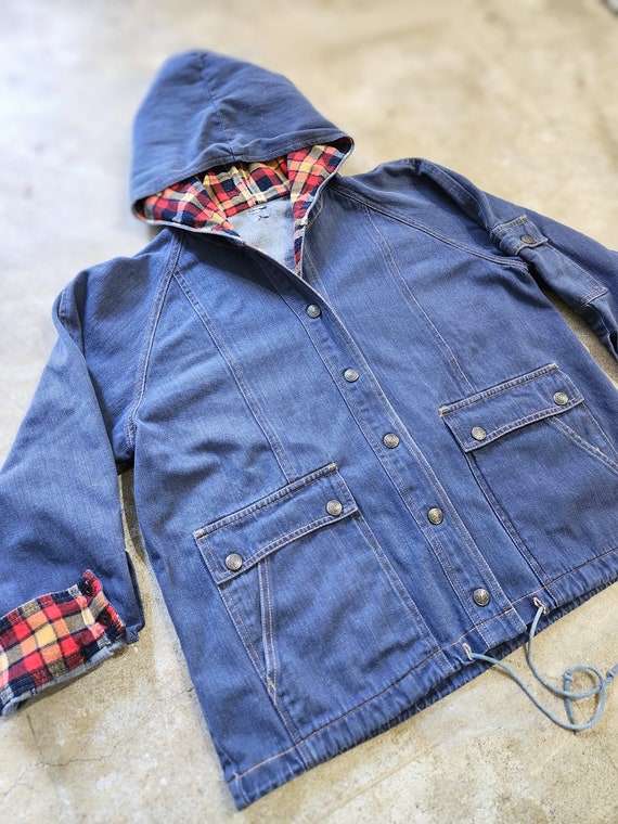 Vintage 70/80s Denim Flannel Hooded Jacket - image 4