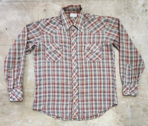 Vintage 70s Plaid Pearl Snap Button-Down - image 1