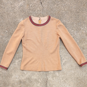 Vintage 70s Brown Pleated Zip Up Blouse