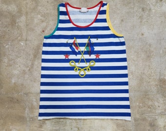 Vintage 80/90s Striped Nautical Print Tank Top