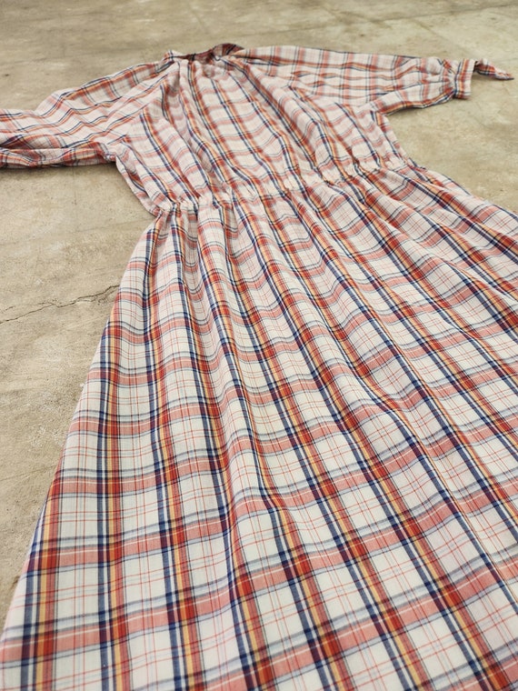 Vintage 70s Red Plaid Shirtdress With Pockets - image 6