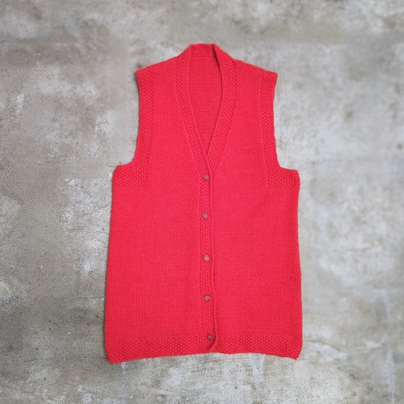 Vintage 60s Red Sweater Vest - image 1