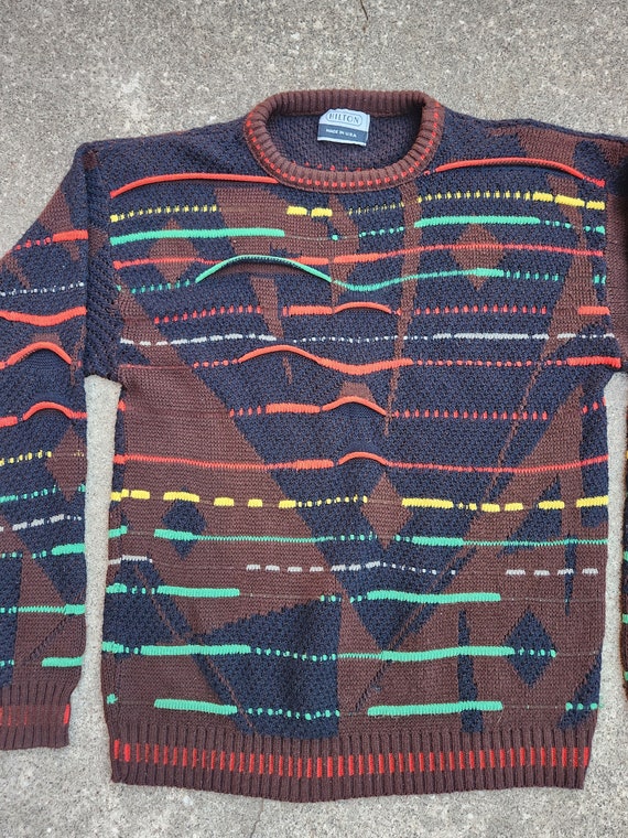 Vintage 80/90s Brown Black Coogi Style Sweater - image 4