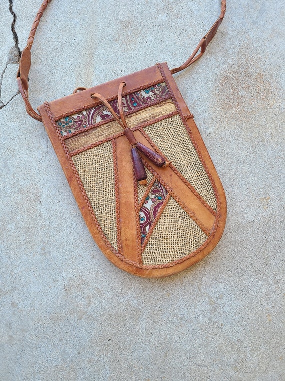 Vintage 70's, Brown, Leather, Boho, Shoulder, Bag… - image 3