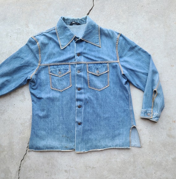 Vintage 70's, Denim, Button Down, Overshirt, Jacke