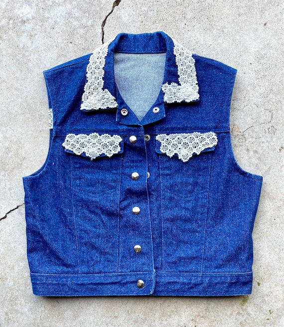 Vintage 80’s/90’s, Lace, Denim, Vest