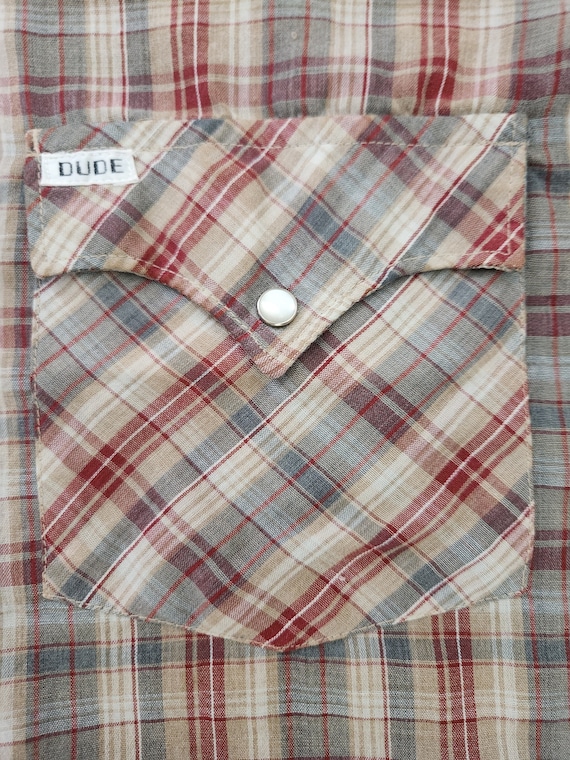 Vintage 70s Plaid Pearl Snap Button-Down - image 4