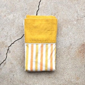 Vintage 70s, Mustard, Yellow, Orange, Striped, Twin Flat Sheet