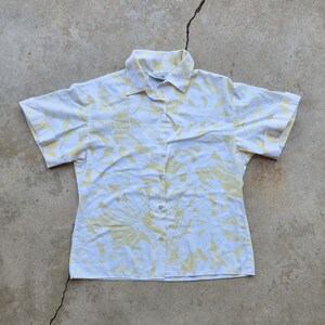 Vintage 80&#39;s, Faded Yellow, Tropical, Floral, Short Sleeve, Button Down, Shirt