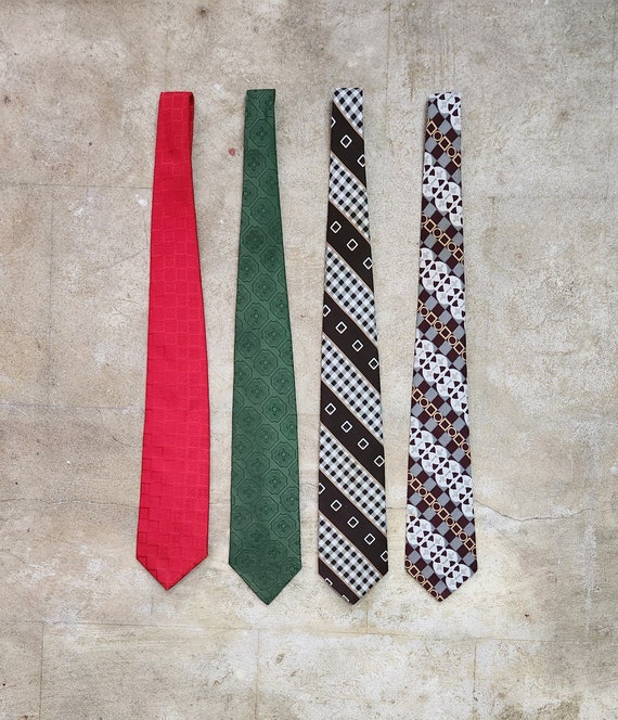 Vintage 70s, Lot of 4, Wide, Neckties