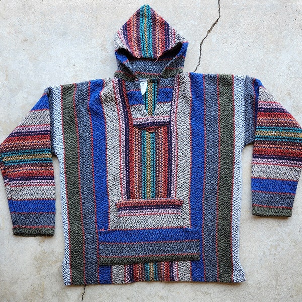 Vintage 90s, Multi-Colored, Baja, Drug Rug, Hoodie