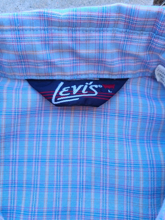 Vintage 70's, LEVI'S, Blue, Yellow, Pink, Plaid, … - image 6