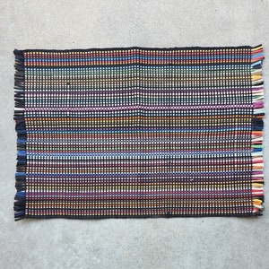 Vintage 60&#39;s/70&#39;s, Black, Rainbow, Rag Rug, Kitchen, Bathroom, Bedroom, Rug