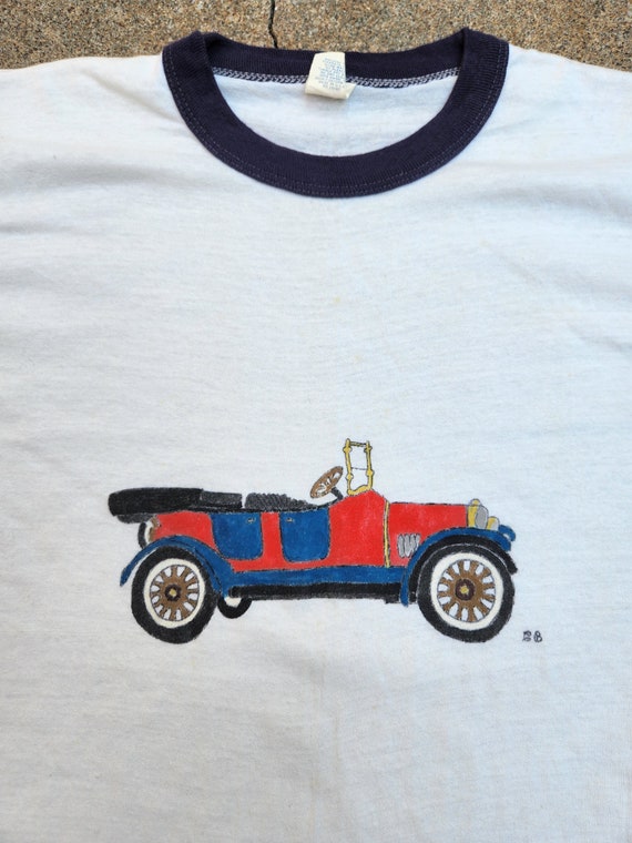 Vintage 60s, Antique Car, Ringer, Tee, T-Shirt - image 3