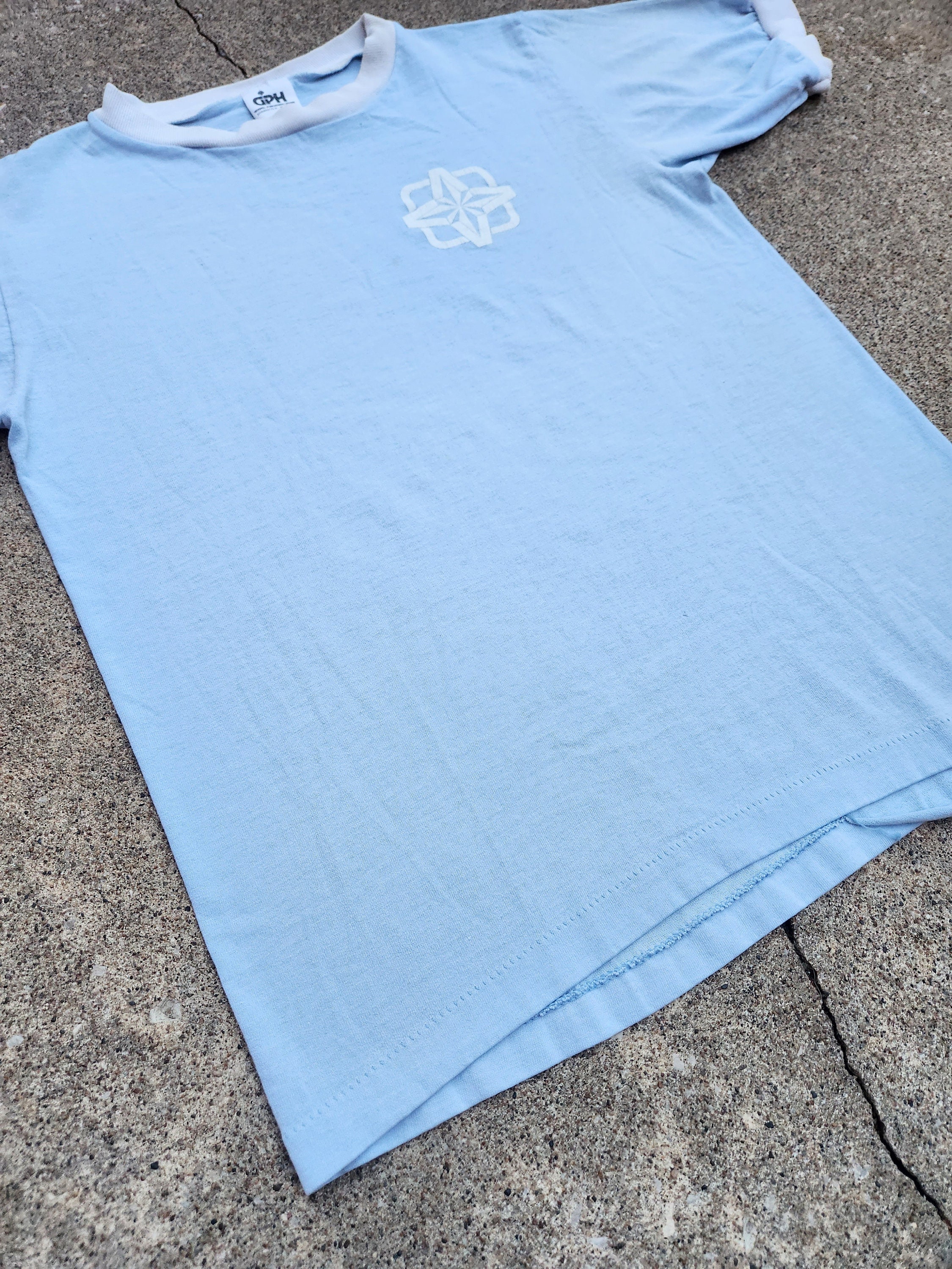 Vintage 70s Blue Ringer Tee - Etsy