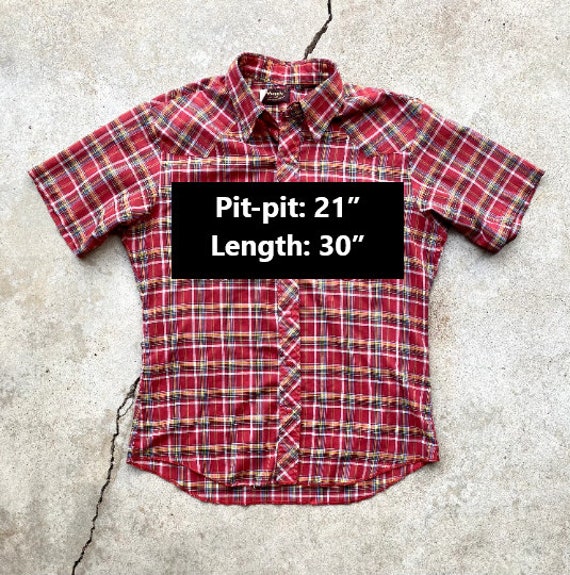 Vintage 70’s/80s, Red, Plaid, Wrangler, Snap Down… - image 2