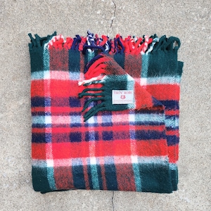 Vintage 50s Wool Plaid Stadium Blanket