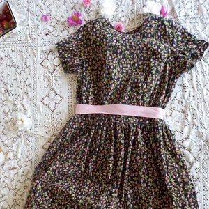 Little cotton dress with flower and strawberry pattern