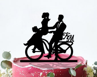 Bicycle Wedding Acrylic Cake Topper,Bicycle Couple Cake Topper,Bicycle Lovers Topper,Bike Cake Topper,Biker Cake Topper