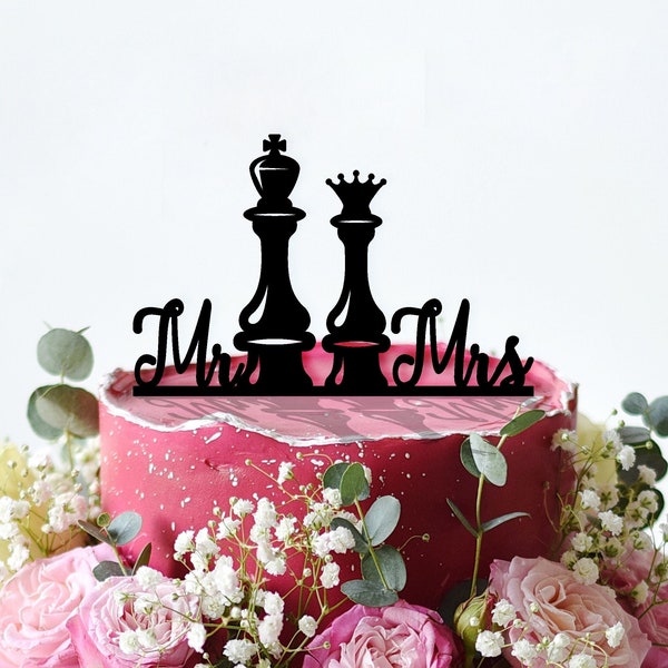 Chess Wedding Cake Topper, Acrylic King and Queen Chess Piece,Unique Wedding Cake Topper,King and Queen Chess