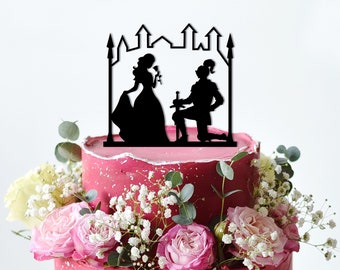 Chevalier et princesse Wedding Cake Topper, Fantasy Wedding Cake Topper, gâteau médiéval, acrylique de gâteau, décoration de gâteau