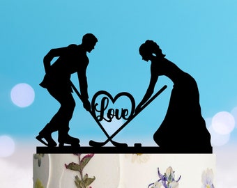 Hockey Wedding Cake Topper - Wood Love Decoration - Acrylic Hockey Cake Topper - Hockey Fan Wedding Custom Cake Topper