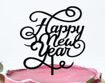 New Years Eve Cake Topper, Acrylic Holiday Cake Topper, New Year Party Decor, New Year Cake Topper