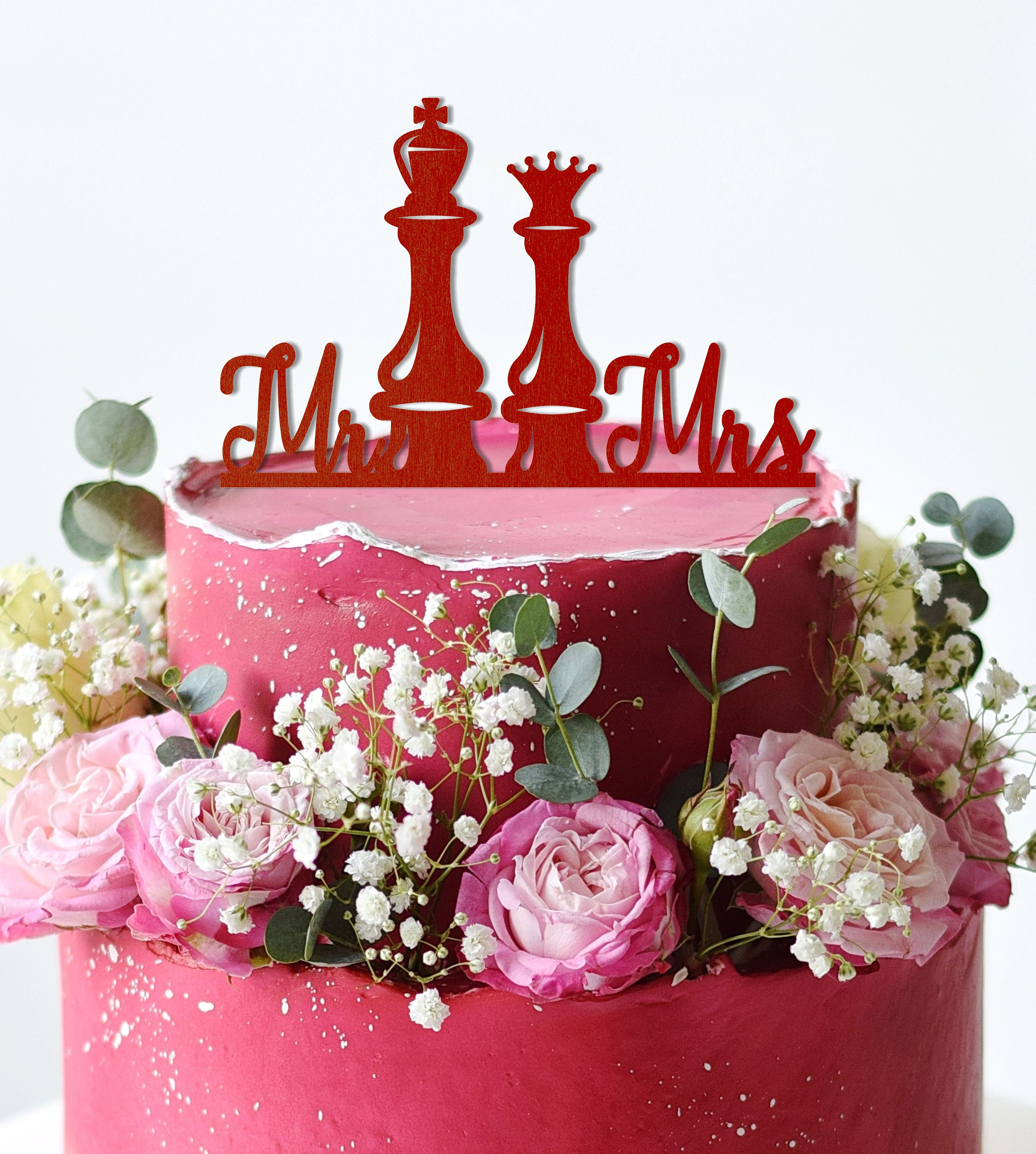 Chess Wedding Cake Topper Wooden King and Queen Chess Etsy