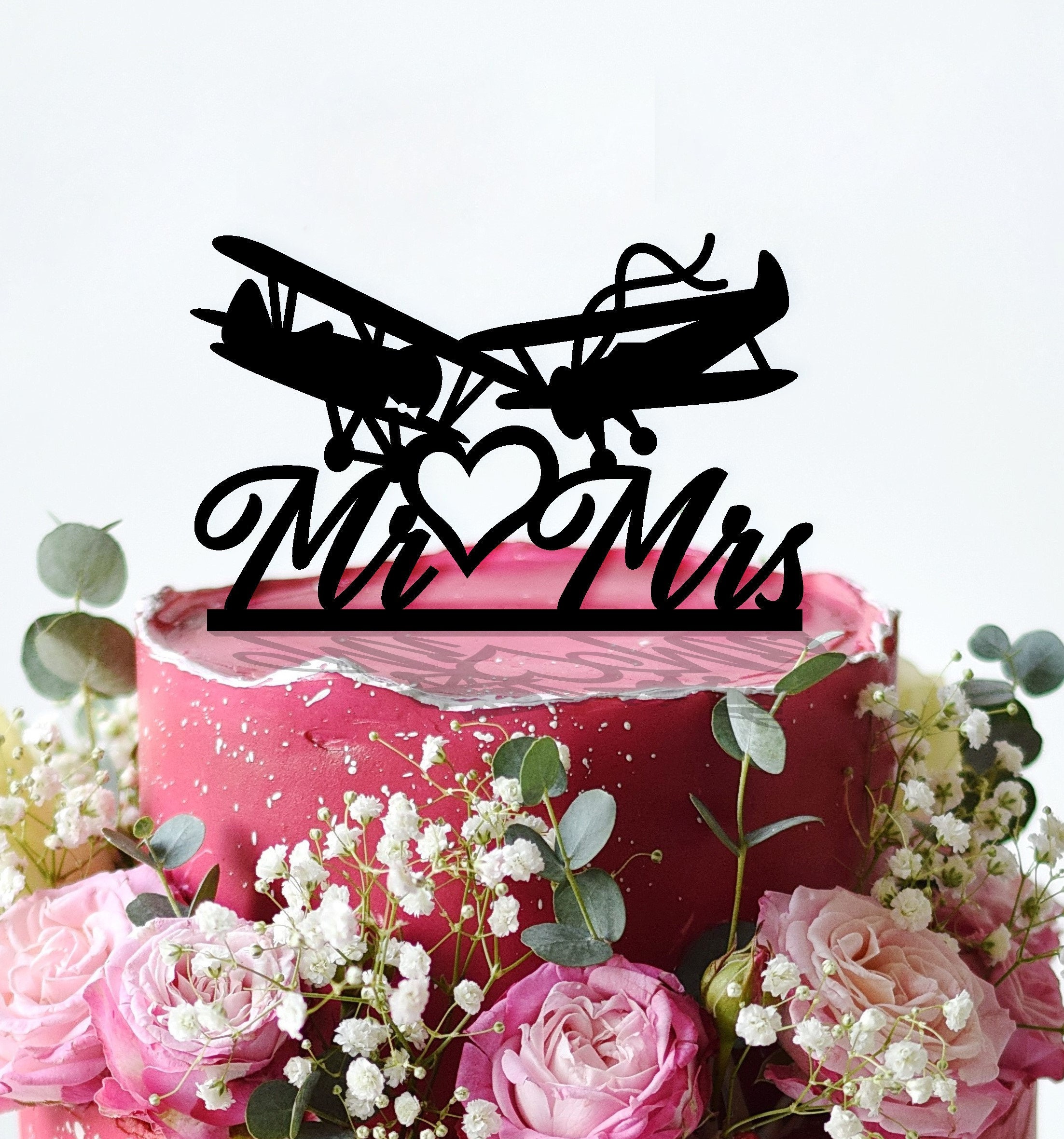 Plane Wedding Topper Airplane Wedding Acrylic Cake Topper Mr Etsy