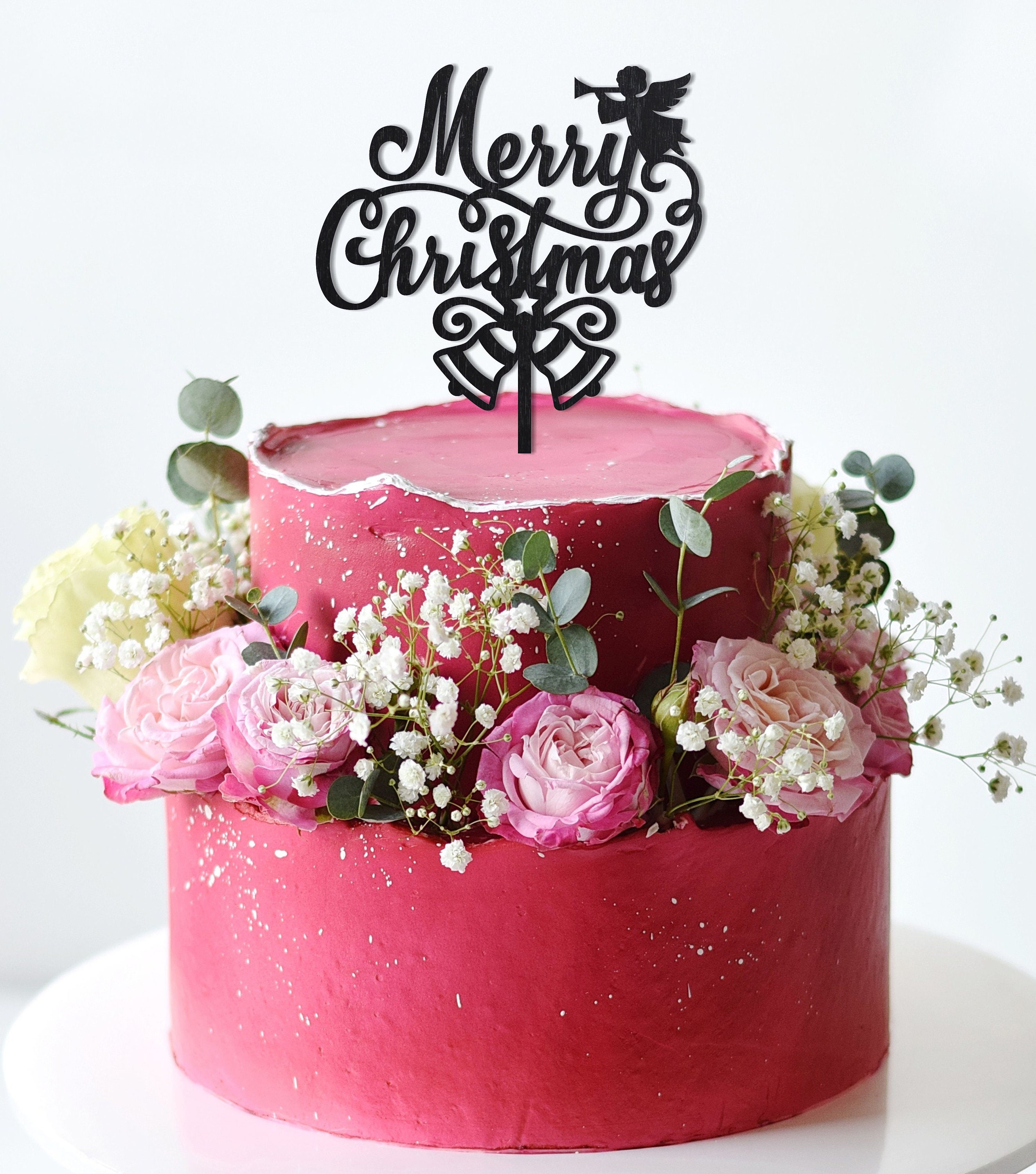 Christmas Cake Topper Wooden Holiday Cake Topper Christmas  Etsy