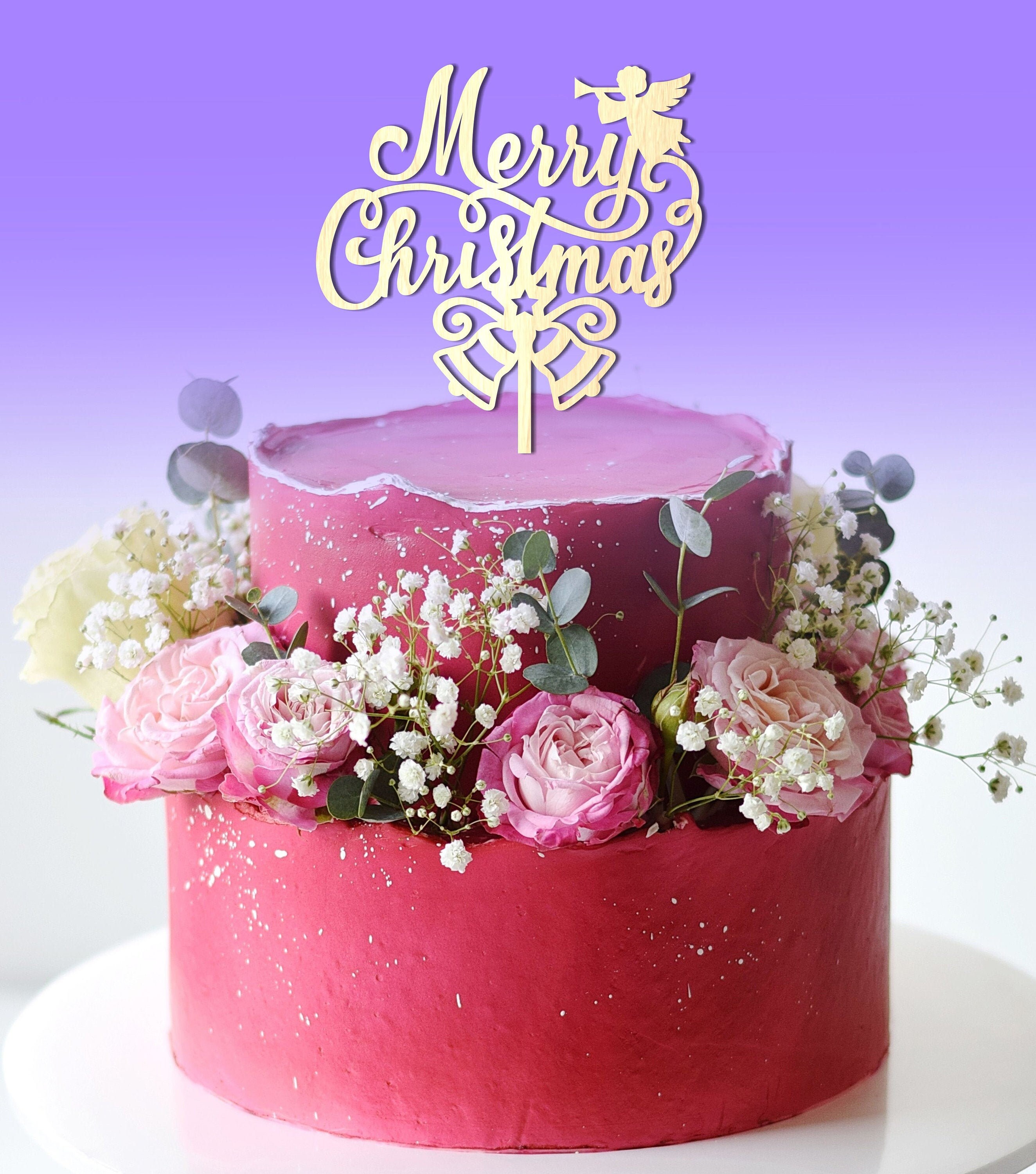 Christmas Cake Topper Wooden Holiday Cake Topper Christmas  Etsy