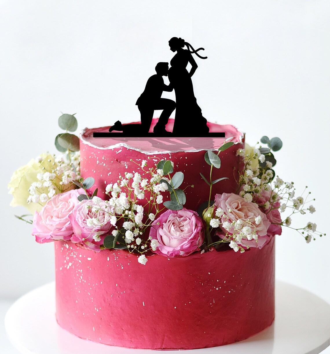 Pregnant Wedding Cake Topper Acrylic Pregnant Bride Cake Etsy