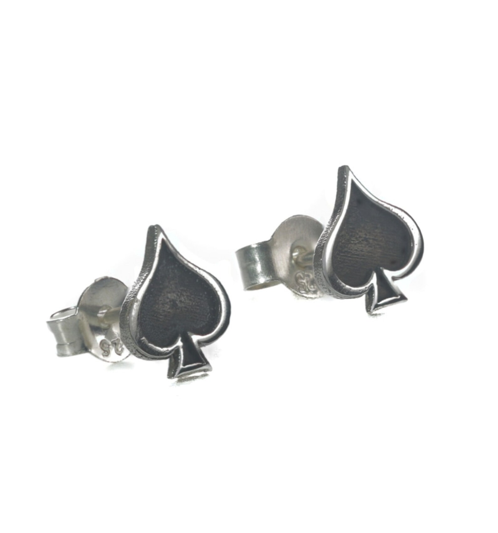 Sterling Silver 'Ace of Spades' stud earrings Etsy