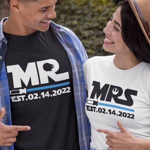 Mr and Mrs Disney star wars family shirts, His and hers shirts, Disney honeymoon 2023, Couple matching, Honeymoon couples shirts