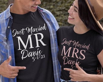 Just married shirts, Mr and mrs couples shirts, His and hers shirt, Honeymoon shirts, Mr mrs shirts, Newly wed shirts, Matching couple shirt