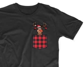 Reindeer Christmas shirt, Christmas family shirts, Reindeer family matching shirts, Red buffalo plaid, matching Christmas shirts 