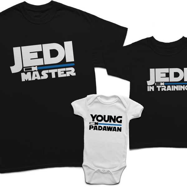 Chemises papa fils maître jedi et jeune padawan, papa et fils jedi, père et fils assortis, chemise Galaxy's edge, chemise papa et bébé