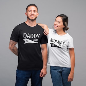 Pregnancy announcement shirts, Mommy Daddy shirts pregnant shirt, Mommy Daddy est shirt, couples pregnancy announcement, pregnancy shirt