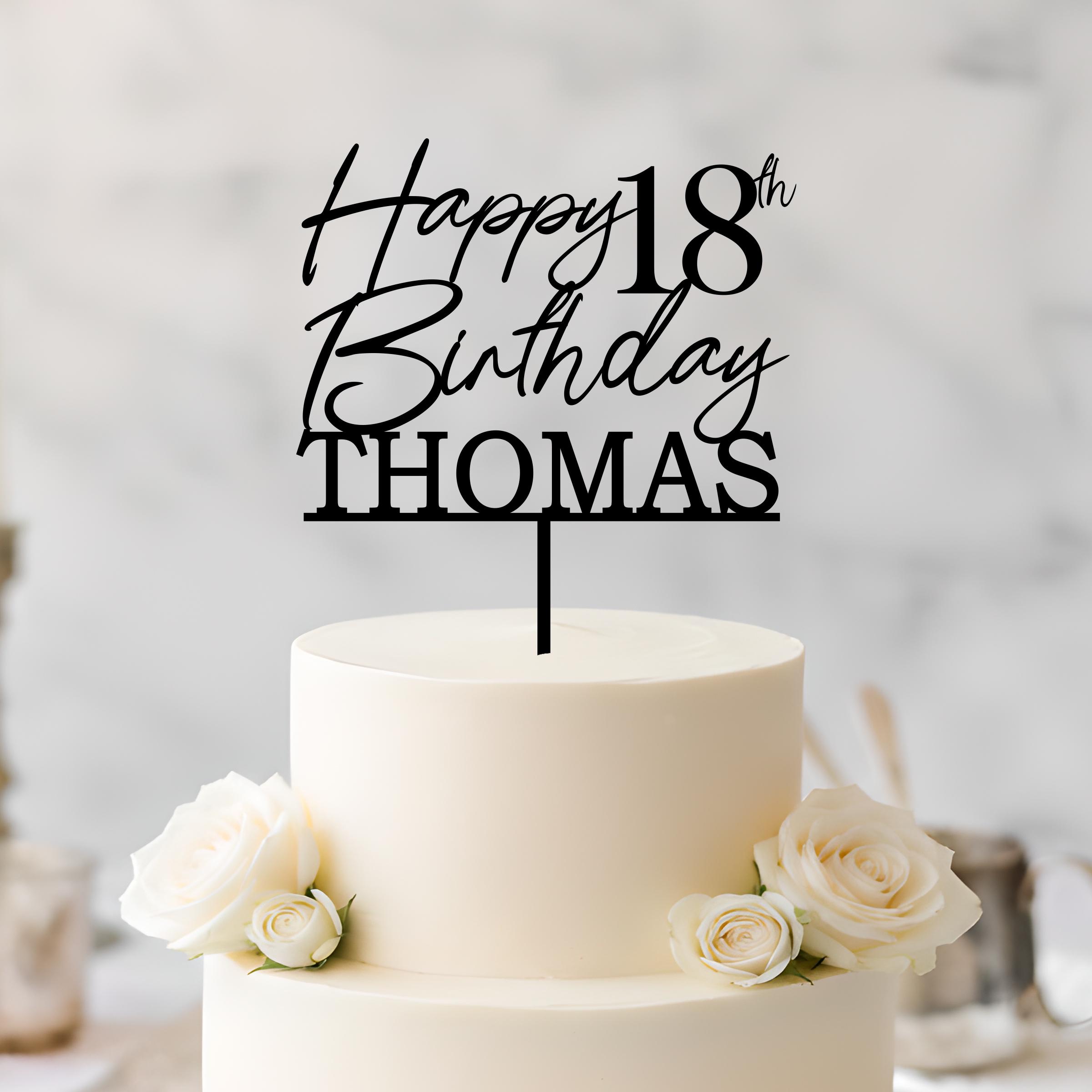 Personalized Birthday Cake Topper, Happy 18th Birthday Cake Topper ...